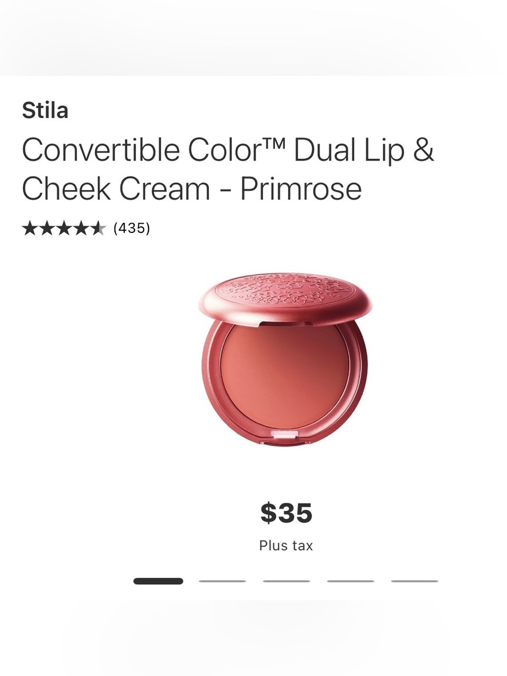 New Stila Convertible Color Dual Lip & Cheek Cream - Primrose Pink